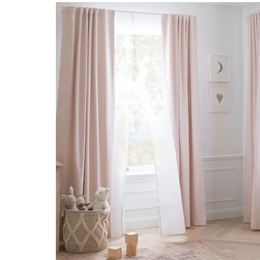 Pottery Barn Kids Bright Linen blackout curtain panel 44” x 84” 1 panel Pink